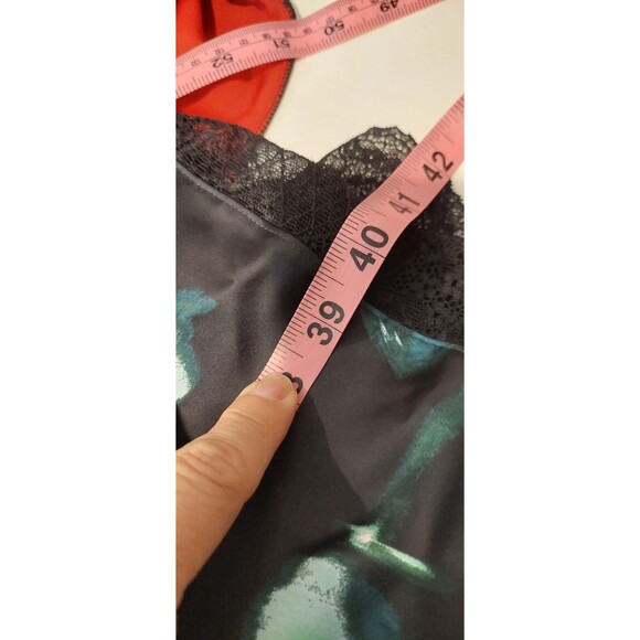 Worthington Women's Size Medium Floral Slip Dress Floral Print Black Teal Satin - Picture 14 of 14